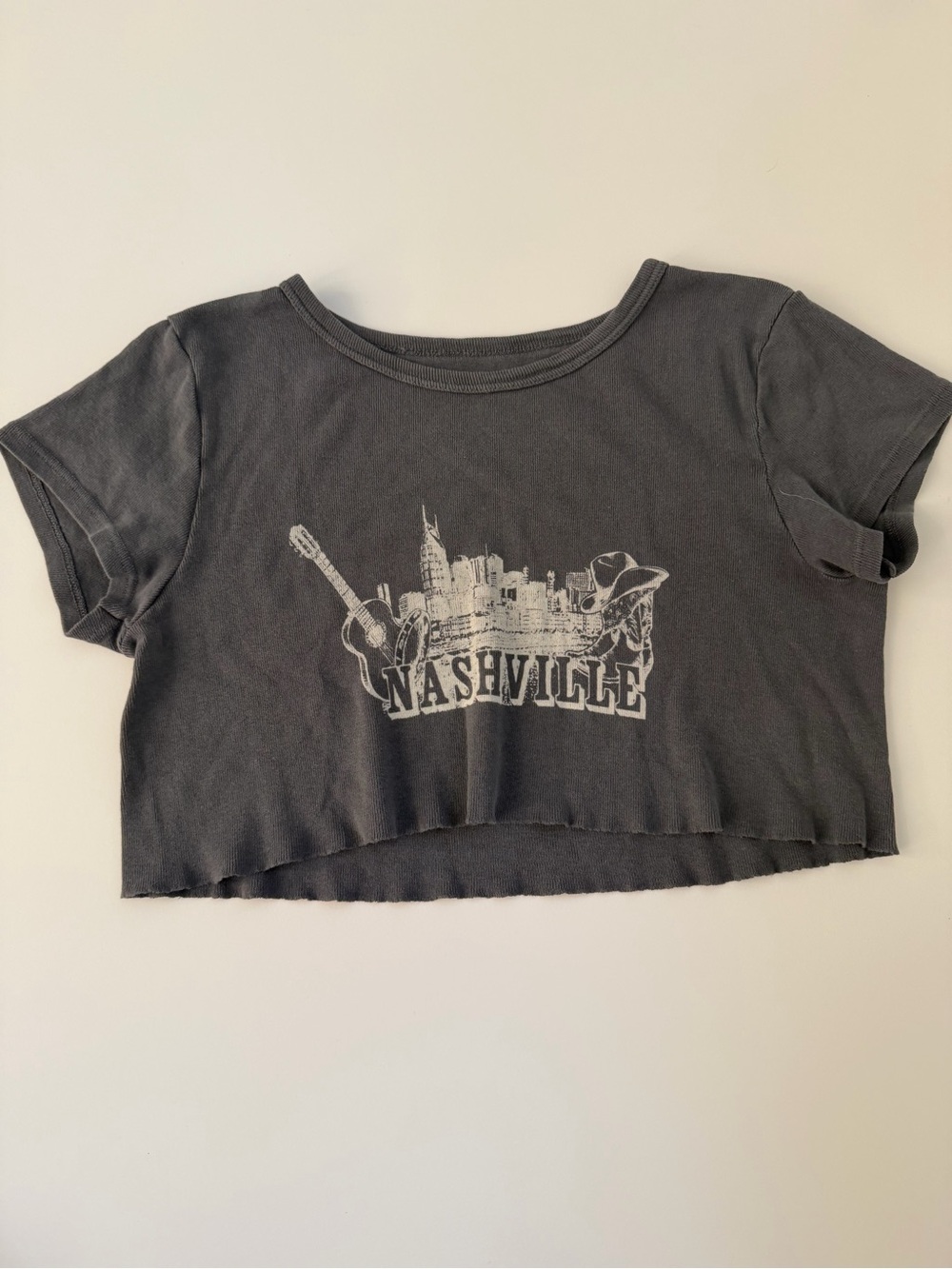 Brandy Melville Grey Nashville Graphic Crop Tee